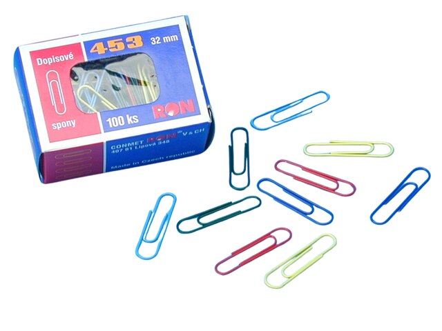 Kancel.sponky č.453B1/100/32mm barevné K