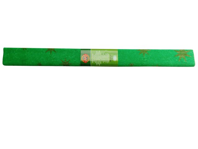 Papír krepový 9755/75 zelený se zlatou hvězdou