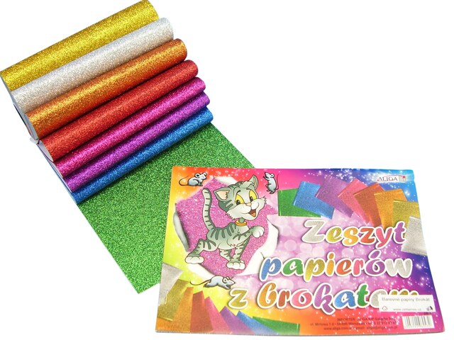 Blok barevných papírů A5 Brokát 8ks
