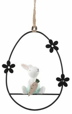 Zajíc v kovovém vejci na zavěšení (7191)