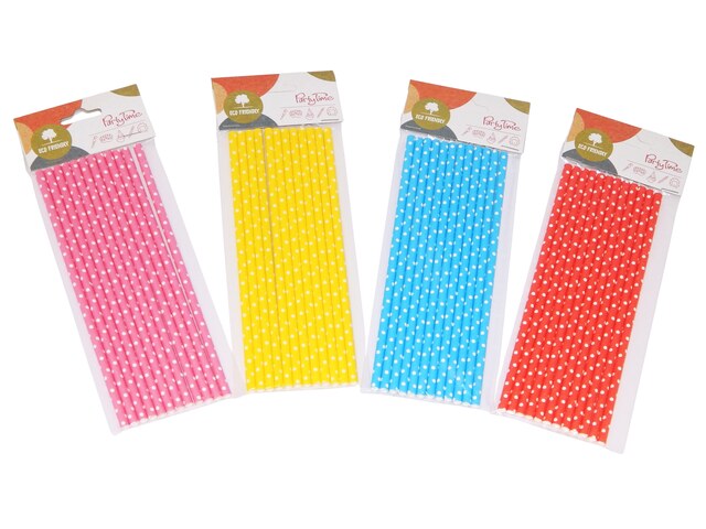Slámky EKO papírové  s puntíky mix barev 12 ks /KG8150/