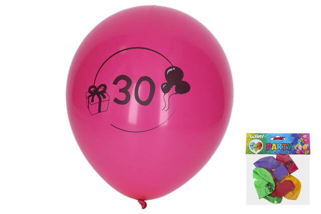 Balónek nafukovací 30 cm - číslo "30" , 5ks  (W025462)