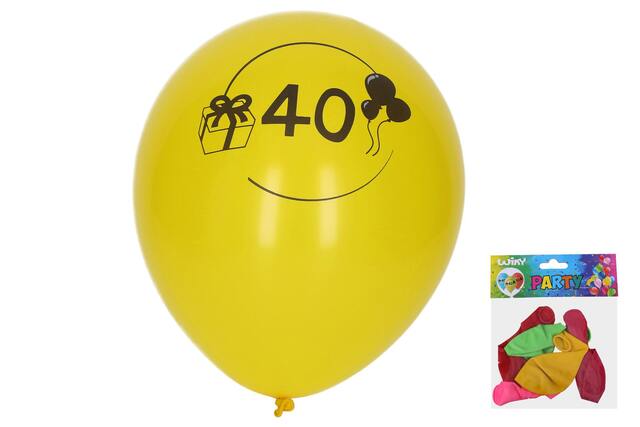 Balónek nafukovací 30 cm - číslo "40", 5ks (W025463)