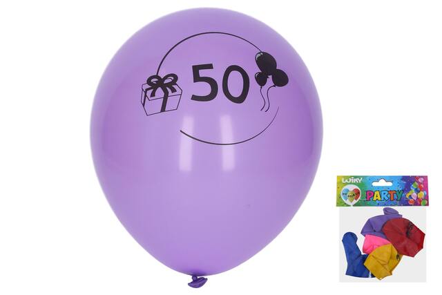 Balónek nafukovací 30 cm - číslo "50", 5ks (W025464)