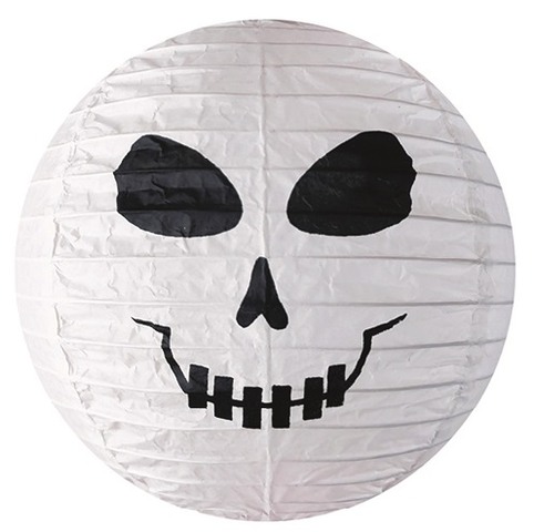 Lampion papírový skládací kulatý lebka (9273)