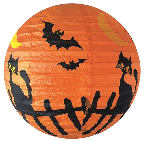 Lampion papírový skládací kulatý kočka (9272)